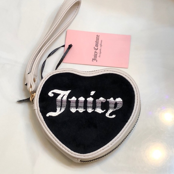 Juicy Couture Retro Vibe Liquorice & Angel Heart Zip Around Wristlet NWT - Picture 13 of 15